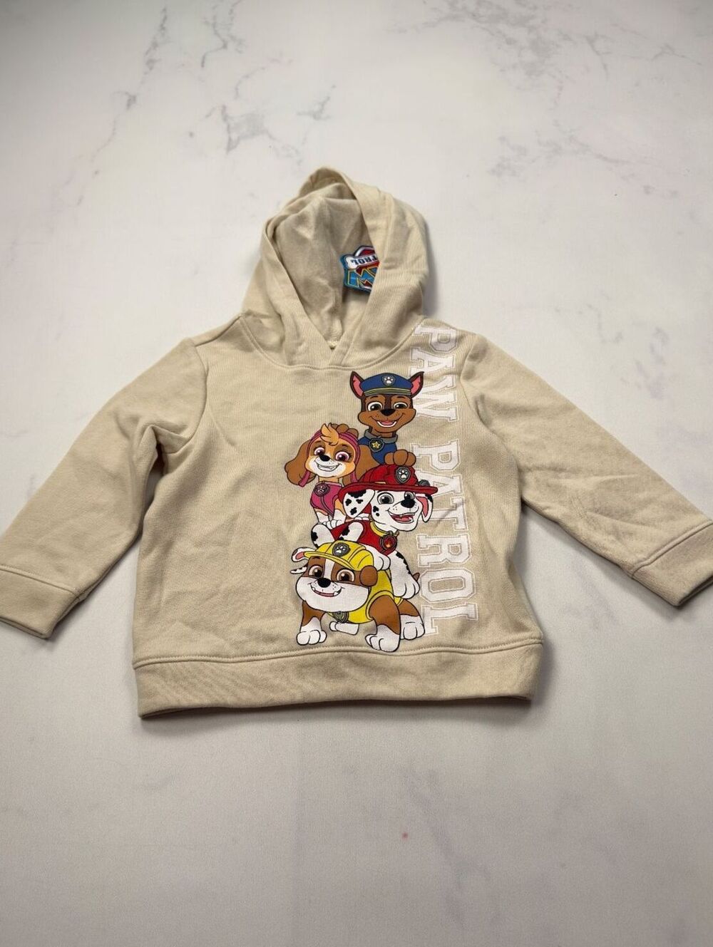Paw Patrol Hoodie Sweatshirt Cream 2010s Graphic - Kids 2T